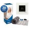 Zestaw grzejny: Mata DEVI DSVF DEVIheat 150S 1200W 8,0m2 + Termostat Devireg Touch Biały 140F0340 + 140F1064 + puszka