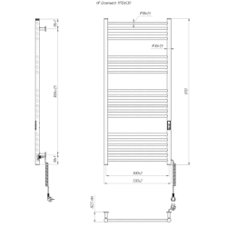 Grzejnik łazienkowy HF Greenwich 1170 х 530 190W 230V czarny mat