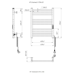 Grzejnik łazienkowy HF Greenwich 570 х 430 90W 230V biały mat