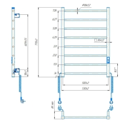 Grzejnik łazienkowy HF Leeds 770 х 530 105W 230V czarny mat